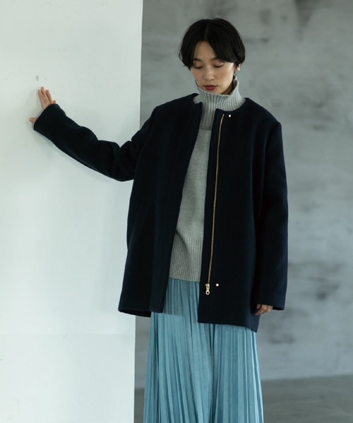 OPAQUE.CLIP（オペークドットクリップ）の「◆もちもちタートルスリットニット (ショート)【洗える】（ニット/セーター・レディース・レッド系1/ブルー系その他/ベージュ/ホワイト/グレー/ブラック/ブルー系その他4/ホワイト系その他3/ベージュ系2・02/03）」の17枚目の写真