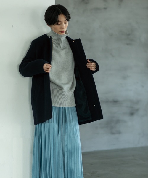 OPAQUE.CLIP（オペークドットクリップ）の「◆もちもちタートルスリットニット (ショート)【洗える】（ニット/セーター・レディース・レッド系1/ブルー系その他/ベージュ/ホワイト/グレー/ブラック/ブルー系その他4/ホワイト系その他3/ベージュ系2・02/03）」の19枚目の写真