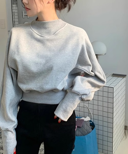 ROOPTOKYO（ループトウキョウ）の「▲Cropped Design Sweatshirts / クロップド デザインスウェット トレーナー（スウェット・レディース・ホワイト/グレー・FREE）」の2枚目の写真