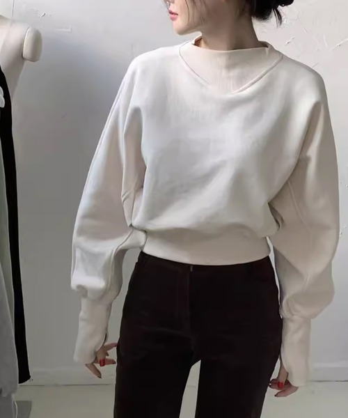 ROOPTOKYO（ループトウキョウ）の「▲Cropped Design Sweatshirts / クロップド デザインスウェット トレーナー（スウェット・レディース・ホワイト/グレー・FREE）」の7枚目の写真