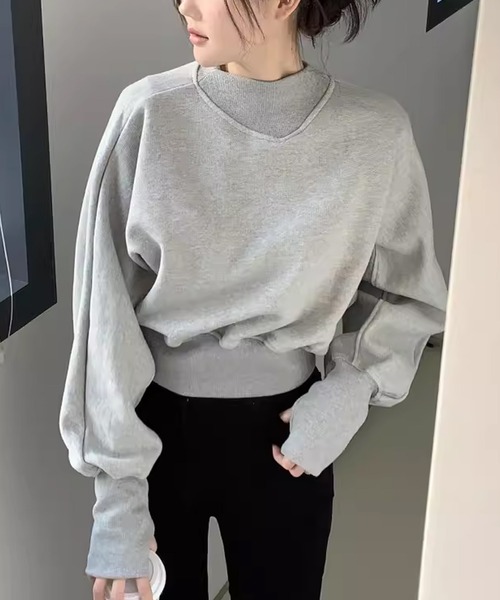 ROOPTOKYO（ループトウキョウ）の「▲Cropped Design Sweatshirts / クロップド デザインスウェット トレーナー（スウェット・レディース・ホワイト/グレー・FREE）」の9枚目の写真