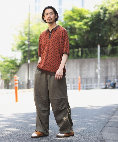 B:MING by BEAMS(ビーミングバイビームス)の「B:MING by BEAMS / 幾何学柄 ジャカード ニット ポロシャツ(ポロシャツ・メンズ・オレンジ/ホワイト系その他5・SMALL/X-LARGE/LARGE/MEDIUM)」の6枚目の写真