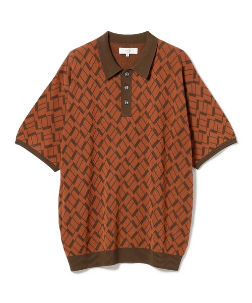 B:MING by BEAMS(ビーミングバイビームス)の「B:MING by BEAMS / 幾何学柄 ジャカード ニット ポロシャツ(ポロシャツ・メンズ・オレンジ/ホワイト系その他5・SMALL/X-LARGE/LARGE/MEDIUM)」の13枚目の写真