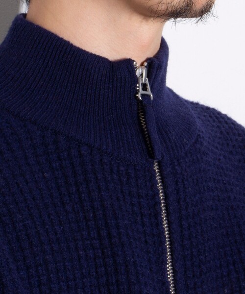 GLOSTER（グロスター）の「【ユニセックス】FR刺繍 ラムウール ワッフルZIPカーディガン（ニット/セーター・メンズ・ネイビー/グレー/キャメル・S/M/L）」の12枚目の写真