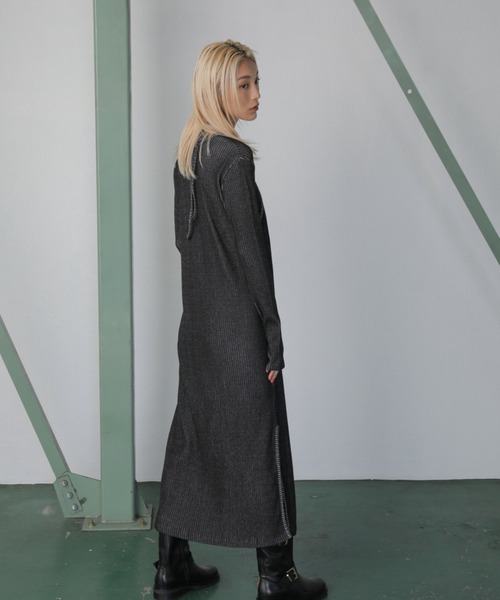 mici（ミチ）の「(mici)レイヤードリブニットワンピース（ワンピース・レディース・ブラック/ブルー・FREE）」の5枚目の写真