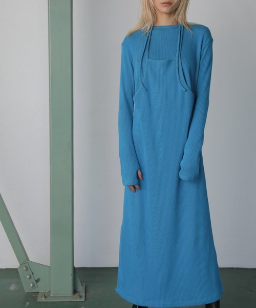 mici（ミチ）の「(mici)レイヤードリブニットワンピース（ワンピース・レディース・ブラック/ブルー・FREE）」の9枚目の写真