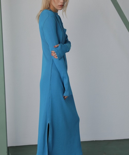 mici（ミチ）の「(mici)レイヤードリブニットワンピース（ワンピース・レディース・ブラック/ブルー・FREE）」の10枚目の写真