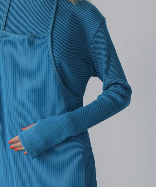 mici（ミチ）の「(mici)レイヤードリブニットワンピース（ワンピース・レディース・ブラック/ブルー・FREE）」の13枚目の写真