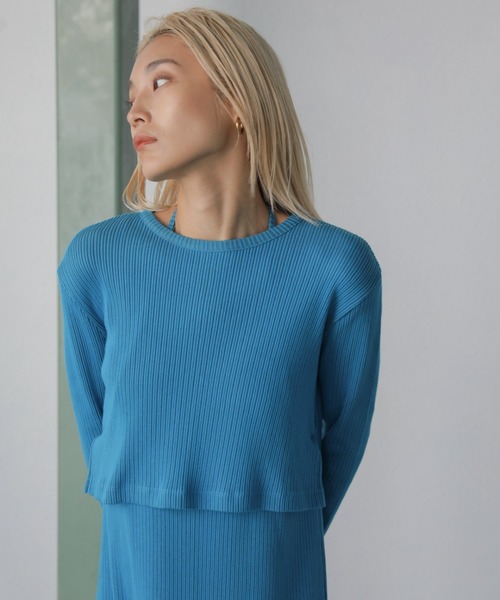 mici（ミチ）の「(mici)レイヤードリブニットワンピース（ワンピース・レディース・ブラック/ブルー・FREE）」の16枚目の写真