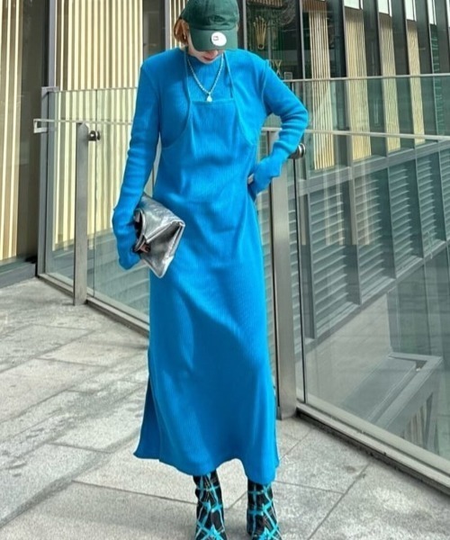 mici（ミチ）の「(mici)レイヤードリブニットワンピース（ワンピース・レディース・ブラック/ブルー・FREE）」の20枚目の写真