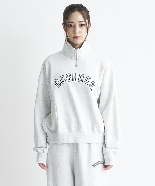 DC SHOES（ディーシーシューズ）の「24 WS ARCH HALF ZIP/DCハーフジップスウェット（スウェット・レディース・ブラック/グレー/キナリ・SMALL）」の3枚目の写真