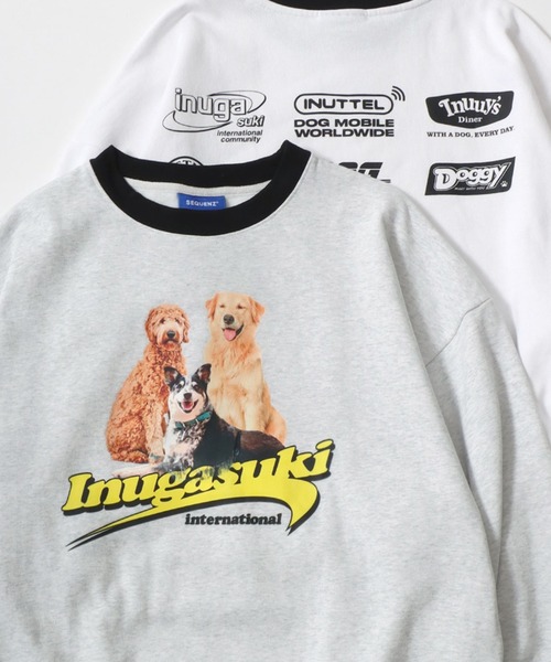 SEQUENZ シークエンズ の Inugasuki イヌガスキ 裏起毛 フォトプリント リンガー スウェットトレーナー レディース メンズ スウェット -