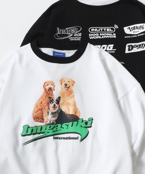 SEQUENZ(シークエンズ)の「Inugasuki イヌガスキ 裏起毛 フォトプリント リンガー スウェットトレーナー レディース メンズ(スウェット・レディース・アッシュグレー/レッド系その他/ブラック系その他/ホワイト系その他・M/LL/L)」の2枚目の写真