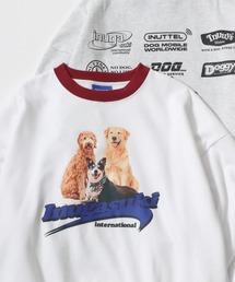 Inugasuki イヌガスキ 裏起毛 フォトプリント リンガー スウェットトレーナー レディース メンズ