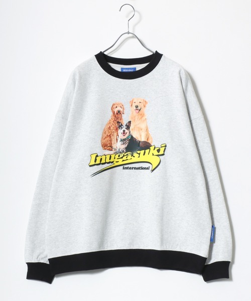 ミカン クニオコレクションスウェット トレーナー 犬のタートルネック セール】Inugasuki イヌガスキ 裏起毛 フォトプリント リンガー