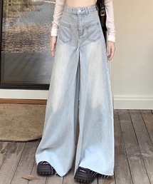 GEMEDA（ジェメダ）の「ハイウエストワイドフルレングスデニムパンツ（デニムパンツ・レディース）」