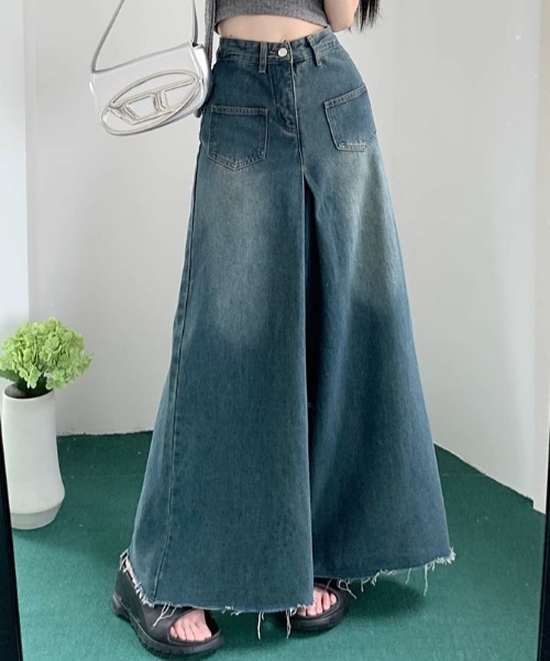 GEMEDA(ジェメダ)の「ハイウエストワイドフルレングスデニムパンツ(デニムパンツ・レディース・ネイビー/ライトブルー・S/M/L)」の18枚目の写真