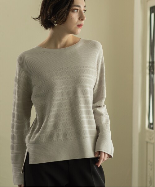 OPAQUE.CLIP(オペークドットクリップ)の「◆6color/ボートネックニット【UV/洗濯機洗い可】(ニット/セーター・レディース・ホワイト/ライトイエロー系/グレー/ホワイト系3/ブラック/ライトブルー・34/36/38/40/42)」の11枚目の写真