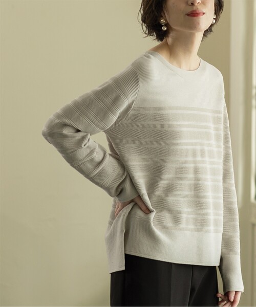 OPAQUE.CLIP(オペークドットクリップ)の「◆6color/ボートネックニット【UV/洗濯機洗い可】(ニット/セーター・レディース・ホワイト/ライトイエロー系/グレー/ホワイト系3/ブラック/ライトブルー・34/36/38/40/42)」の12枚目の写真