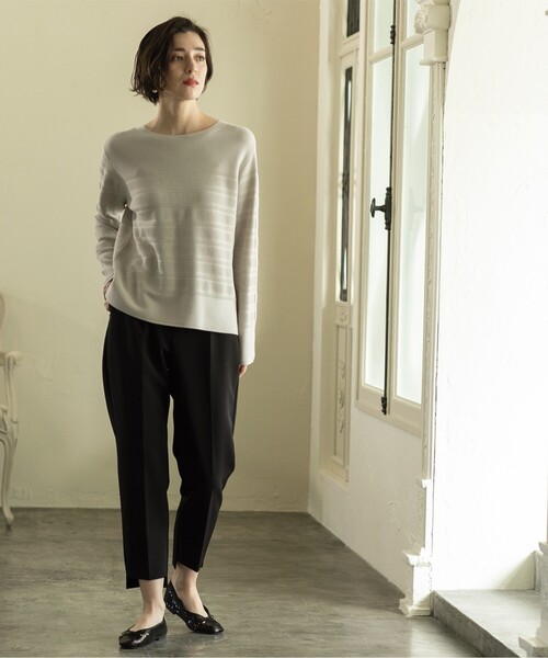 OPAQUE.CLIP(オペークドットクリップ)の「◆6color/ボートネックニット【UV/洗濯機洗い可】(ニット/セーター・レディース・ホワイト/ライトイエロー系/グレー/ホワイト系3/ブラック/ライトブルー・34/36/38/40/42)」の13枚目の写真