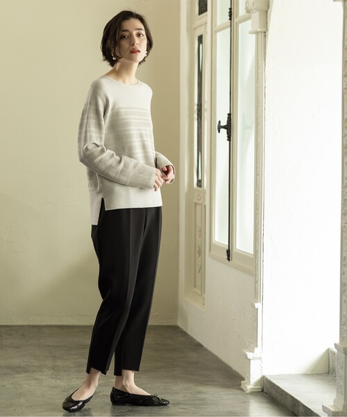 OPAQUE.CLIP(オペークドットクリップ)の「◆6color/ボートネックニット【UV/洗濯機洗い可】(ニット/セーター・レディース・ホワイト/ライトイエロー系/グレー/ホワイト系3/ブラック/ライトブルー・34/36/38/40/42)」の14枚目の写真