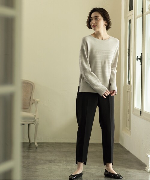 OPAQUE.CLIP(オペークドットクリップ)の「◆6color/ボートネックニット【UV/洗濯機洗い可】(ニット/セーター・レディース・ホワイト/ライトイエロー系/グレー/ホワイト系3/ブラック/ライトブルー・34/36/38/40/42)」の15枚目の写真