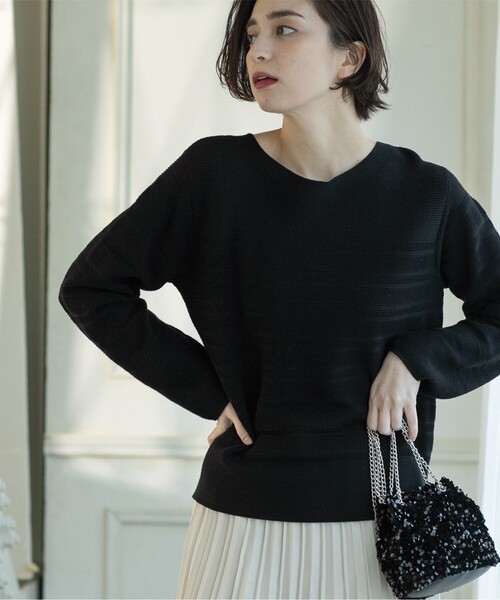 OPAQUE.CLIP(オペークドットクリップ)の「◆6color/ボートネックニット【UV/洗濯機洗い可】(ニット/セーター・レディース・ホワイト/ライトイエロー系/グレー/ホワイト系3/ブラック/ライトブルー・34/36/38/40/42)」の17枚目の写真