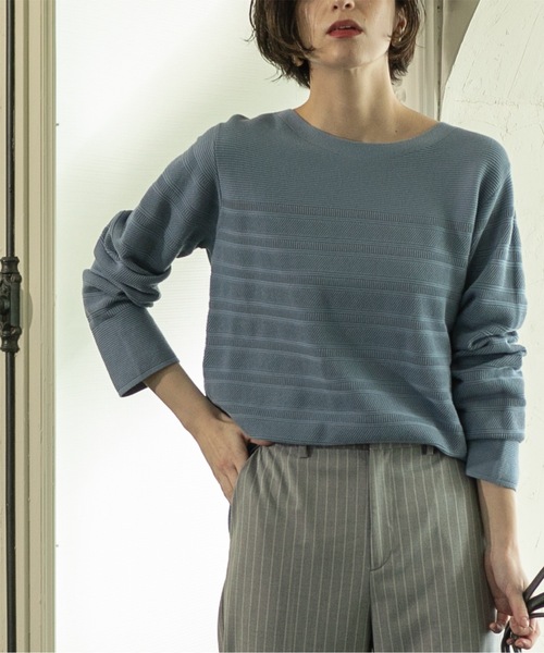 OPAQUE.CLIP(オペークドットクリップ)の「◆6color/ボートネックニット【UV/洗濯機洗い可】(ニット/セーター・レディース・ホワイト/ライトイエロー系/グレー/ホワイト系3/ブラック/ライトブルー・34/36/38/40/42)」の5枚目の写真