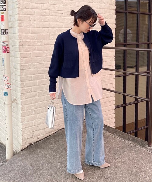 fredy emue（フレディエミュ）の「ニットカーディガン＋キャミワンピースセット（ワンピース・レディース・ブラック/ネイビー/ベージュ・38）」の15枚目の写真