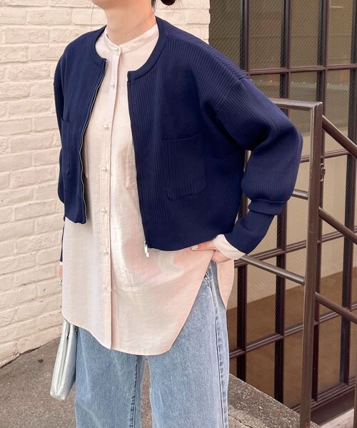 fredy emue（フレディエミュ）の「ニットカーディガン＋キャミワンピースセット（ワンピース・レディース・ブラック/ネイビー/ベージュ・38）」の16枚目の写真