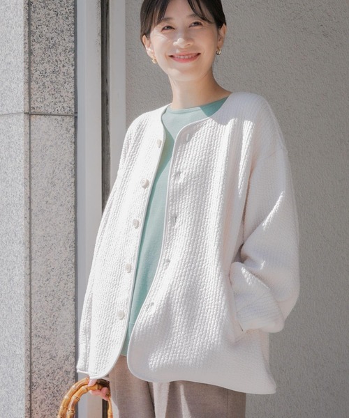 URBAN RESEARCH DOORS（アーバンリサーチドアーズ）の「キルトノーカラージャケット（ノーカラージャケット・レディース・アイボリー/グレー系その他・MEDIUM）」の8枚目の写真