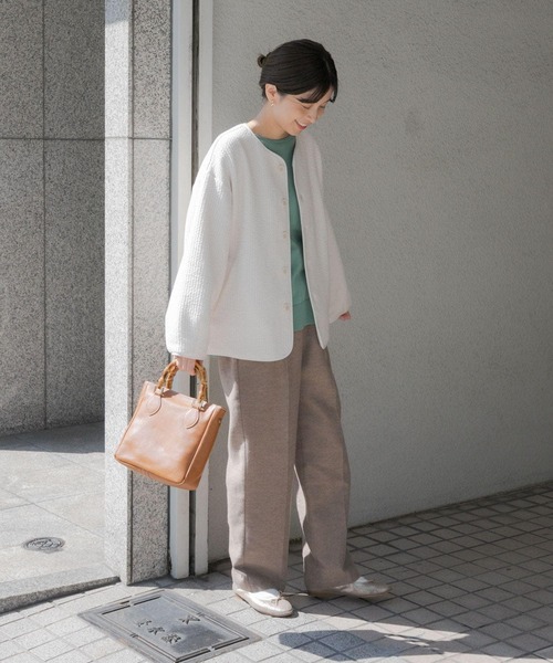 URBAN RESEARCH DOORS（アーバンリサーチドアーズ）の「キルトノーカラージャケット（ノーカラージャケット・レディース・アイボリー/グレー系その他・MEDIUM）」の9枚目の写真