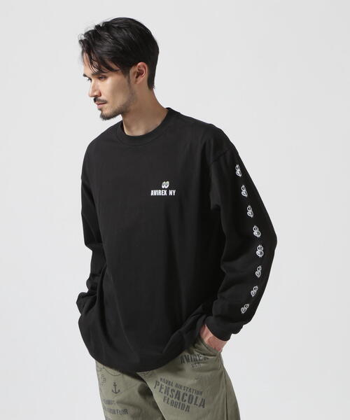 AVIREX（アヴィレックス）の「《直営店限定》DOLLARS DESIGN LONG SLLEVE T-SHIT / ダラーズ デザイン 長袖 Tシャツ / AVIREX / アヴィレックス（Tシャツ/カットソー・メンズ・ホワイト/ブラック・M/L/2XL/XL）」の2枚目の写真