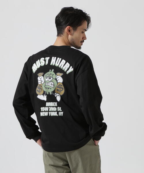 AVIREX（アヴィレックス）の「《直営店限定》DOLLARS DESIGN LONG SLLEVE T-SHIT / ダラーズ デザイン 長袖 Tシャツ / AVIREX / アヴィレックス（Tシャツ/カットソー・メンズ・ホワイト/ブラック・M/L/2XL/XL）」の4枚目の写真