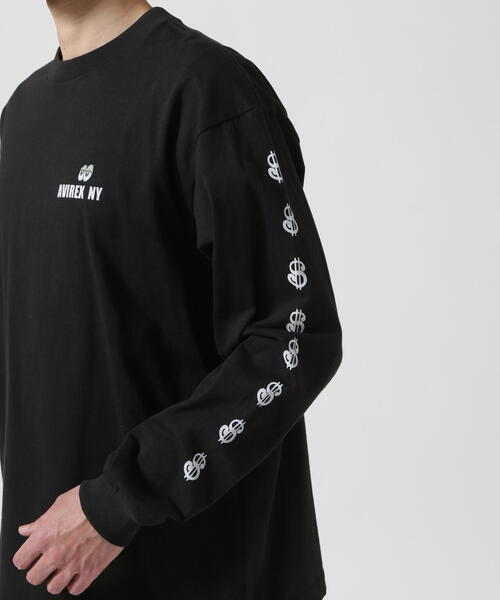 AVIREX（アヴィレックス）の「《直営店限定》DOLLARS DESIGN LONG SLLEVE T-SHIT / ダラーズ デザイン 長袖 Tシャツ / AVIREX / アヴィレックス（Tシャツ/カットソー・メンズ・ホワイト/ブラック・M/L/2XL/XL）」の9枚目の写真