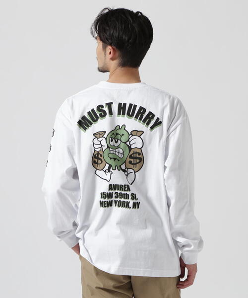 AVIREX（アヴィレックス）の「《直営店限定》DOLLARS DESIGN LONG SLLEVE T-SHIT / ダラーズ デザイン 長袖 Tシャツ / AVIREX / アヴィレックス（Tシャツ/カットソー・メンズ・ホワイト/ブラック・M/L/2XL/XL）」の15枚目の写真