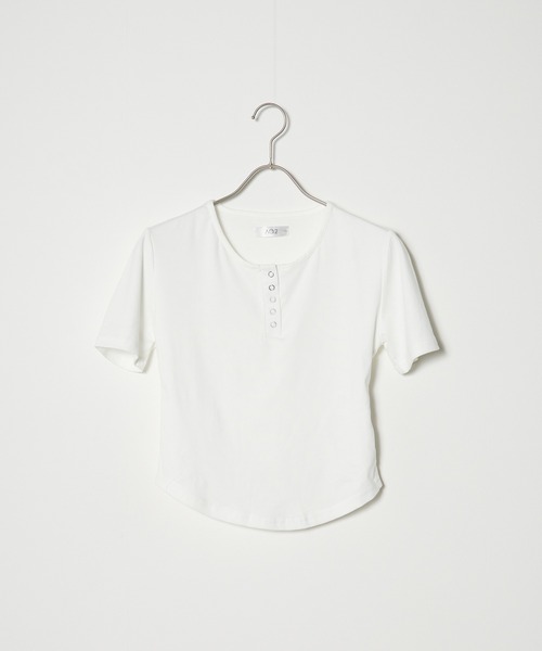 BLANK　（ブランク）の「Henry Neck T-Shirt / ヘンリーネックT 半袖（Tシャツ/カットソー・レディース・ホワイト/ライトグレー/ブラック/ライトブルー・FREE）」の16枚目の写真