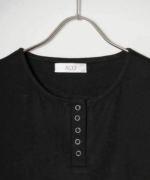 BLANK　（ブランク）の「Henry Neck T-Shirt / ヘンリーネックT 半袖（Tシャツ/カットソー・レディース・ホワイト/ライトグレー/ブラック/ライトブルー・FREE）」の20枚目の写真