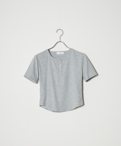 BLANK　（ブランク）の「Henry Neck T-Shirt / ヘンリーネックT 半袖（Tシャツ/カットソー・レディース・ホワイト/ライトグレー/ブラック/ライトブルー・FREE）」の18枚目の写真