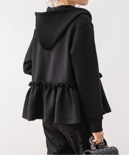 La-gemme（ラジェム）の「ギャザーフリルジップフーディ（パーカー・レディース・ブラック/ホワイト・M/L）」の5枚目の写真