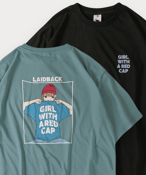 Red Cap Girl(レッドキャプガール)の「【Red Cap Girl/レッドキャップガール】ガールイラストバックプリントTシャツ/オーバーサイズ/ユニセックス/推し活(Tシャツ/カットソー・メンズ・ホワイト/グレー/ブラック/ブルー/グレー系その他/ブラック系その他/ブルー系その他/ホワイト系その他・M/L)」の8枚目の写真