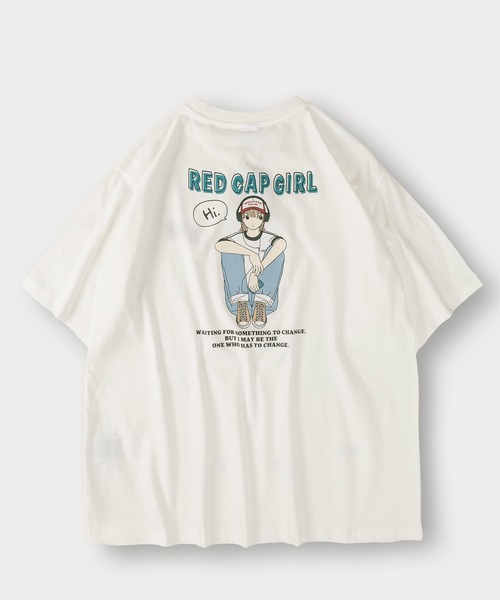 Red Cap Girl(レッドキャプガール)の「【Red Cap Girl/レッドキャップガール】ガールイラストバックプリントTシャツ/オーバーサイズ/ユニセックス/推し活(Tシャツ/カットソー・メンズ・ホワイト/グレー/ブラック/ブルー/グレー系その他/ブラック系その他/ブルー系その他/ホワイト系その他・M/L)」の10枚目の写真