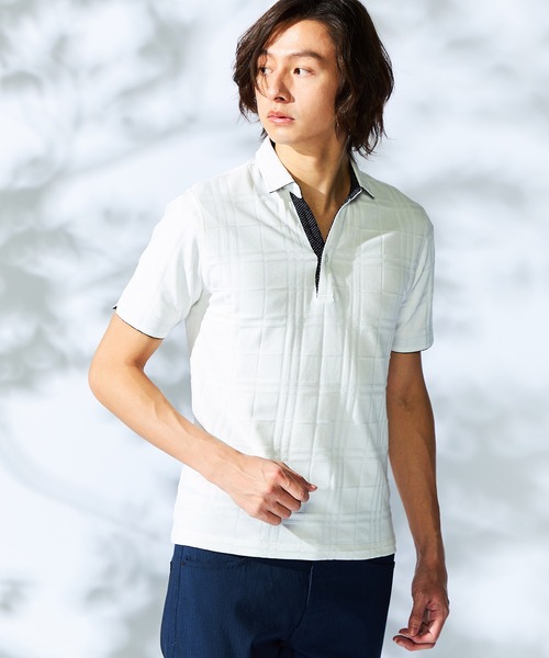 HIDEAWAYS NICOLE(ハイダウェイニコル)の「リンクスチェックスキッパーポロシャツ(ポロシャツ・メンズ・ブラック/オフホワイト/ネイビー/ラベンダー/レッド・MEDIUM/LARGE/X-LARGE/XX-LARGE)」の2枚目の写真