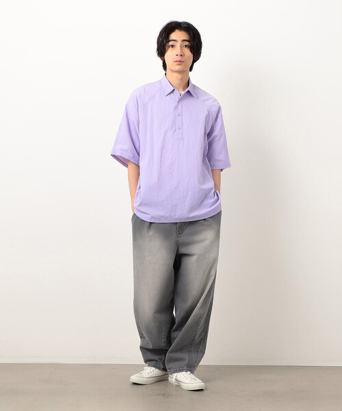 【セール】デニムワイドテーパードパンツ（デニムパンツ）｜Purple&Yellow（パープルアンドイエロー）