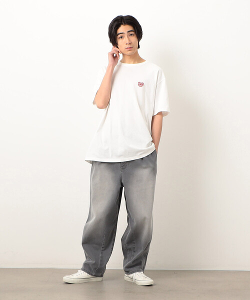 【セール】デニムワイドテーパードパンツ（デニムパンツ）｜Purple&Yellow（パープルアンドイエロー）