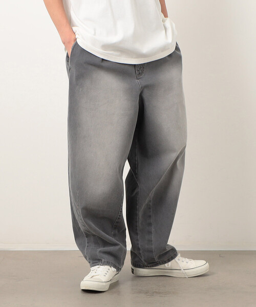 【セール】デニムワイドテーパードパンツ（デニムパンツ）｜Purple&Yellow（パープルアンドイエロー）