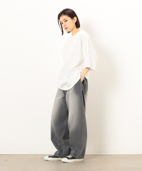 【セール】デニムワイドテーパードパンツ（デニムパンツ）｜Purple&Yellow（パープルアンドイエロー）