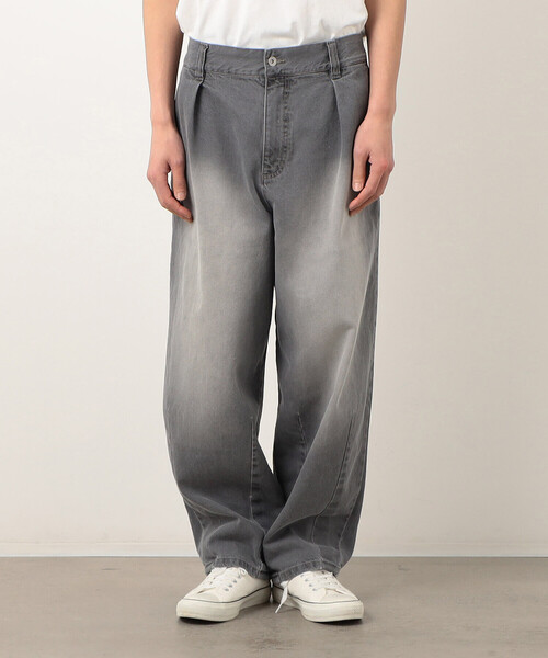【セール】デニムワイドテーパードパンツ（デニムパンツ）｜Purple&Yellow（パープルアンドイエロー）