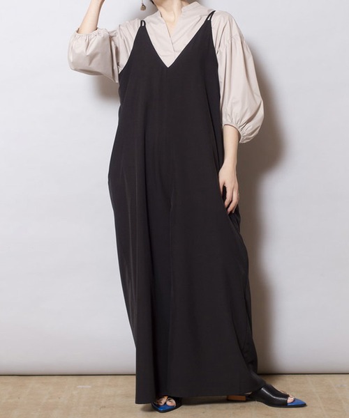 OSMOSIS（オズモーシス）の「バックギャザーオールインワン（つなぎ/オールインワン・レディース・ブラック/オレンジ/ベージュ/グリーン・ONE SIZE）」の2枚目の写真