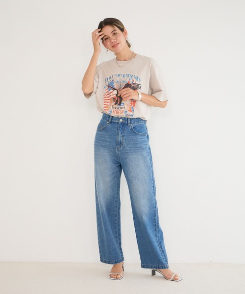 BAYFLOW（ベイフロー）の「[ヴィンテージライク]オリジナルロックTシャツ（Tシャツ/カットソー・レディース・チャコール/グレイッシュベージュ/オフホワイト・FREE）」の9枚目の写真